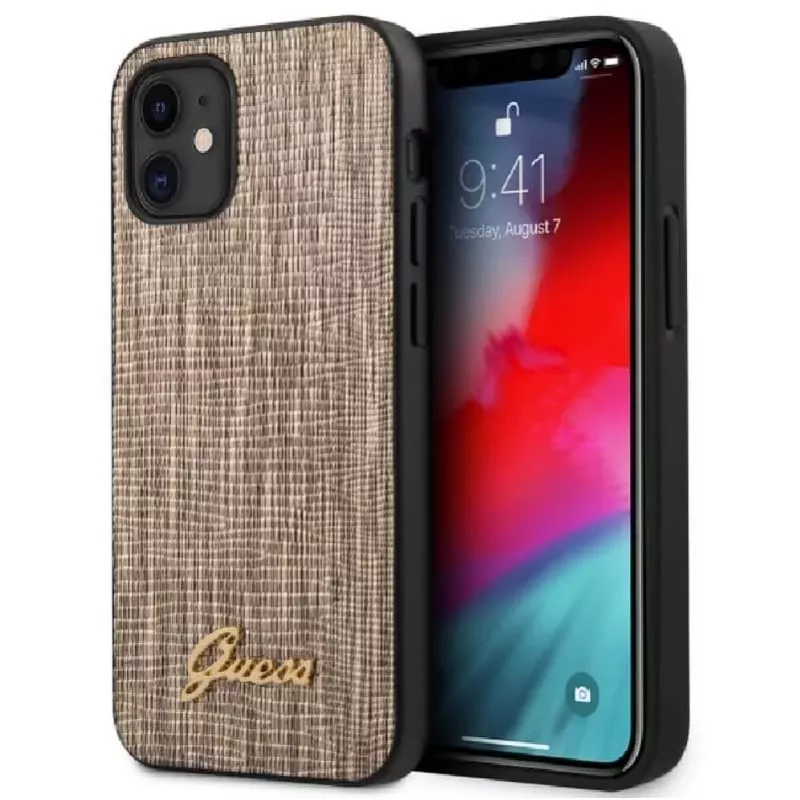Guess Apple iPhone 12 mini 5.4 Zoll Lizard Cover Gold