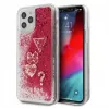 Guess iPhone 12 mini 5,4 inch Liquid Glitter Charms Cover Raspberry