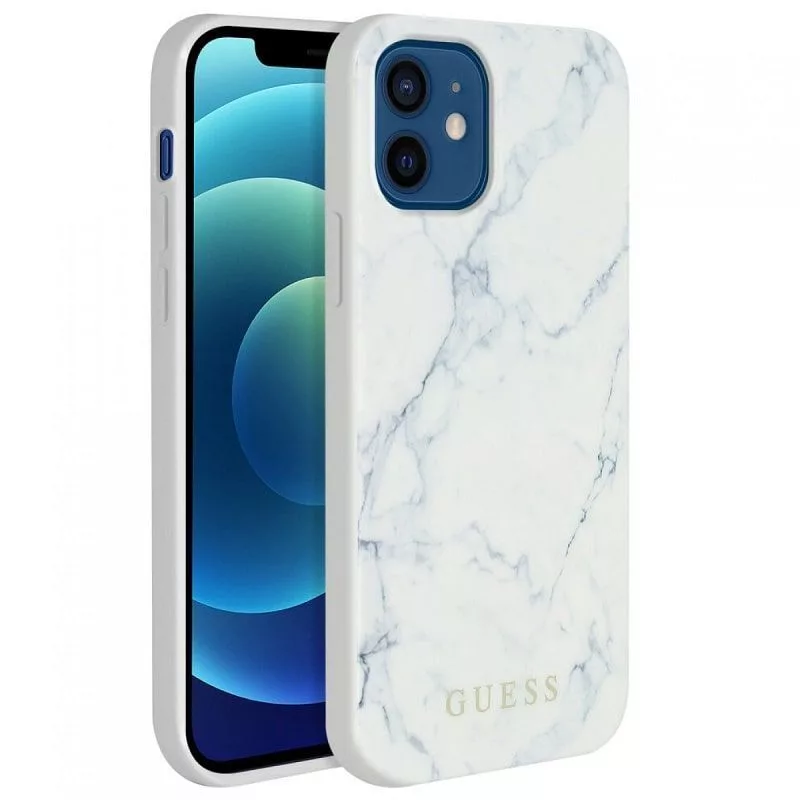 Guess Apple iPhone 12 mini 5,4 inch PC/TPU Marble Cover Weiß