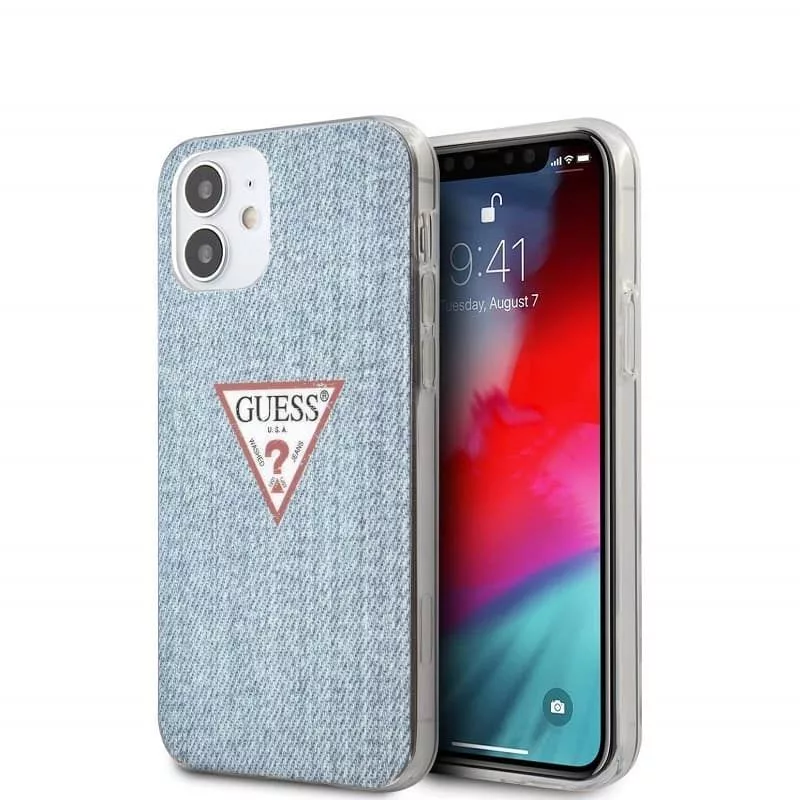 Guess Apple iPhone 12 mini 5,4'' PC/TPU Denim Triangle Cover Hellblau
