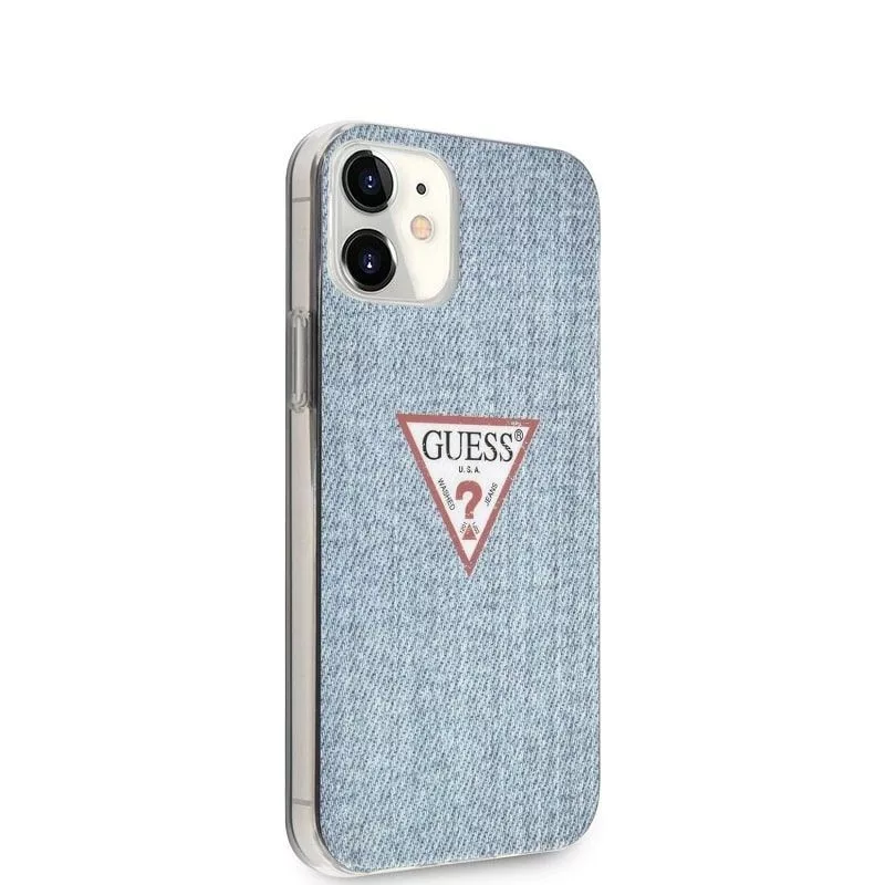 Guess Apple iPhone 12 mini 5,4'' PC/TPU Denim Triangle Cover Hellblau