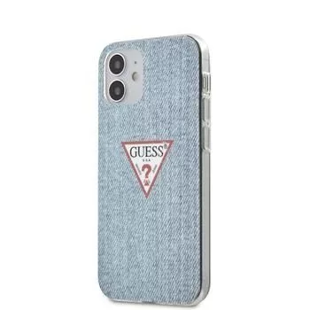 Guess Apple iPhone 12 mini 5,4'' PC/TPU Denim Triangle Cover Hellblau
