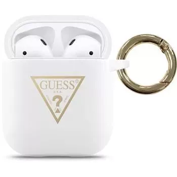 Guess Apple AirPods Triangle Silicone Case Weiß