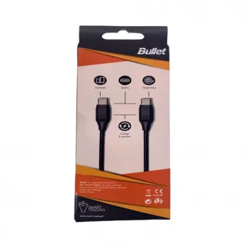 BULLET USB-C auf USB-C Kabel 1m, 2,4A Schwarz