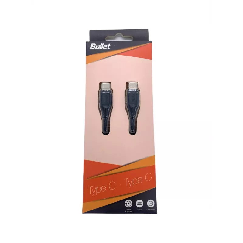 BULLET USB-C auf USB-C Kabel 1m, 2,4A Schwarz