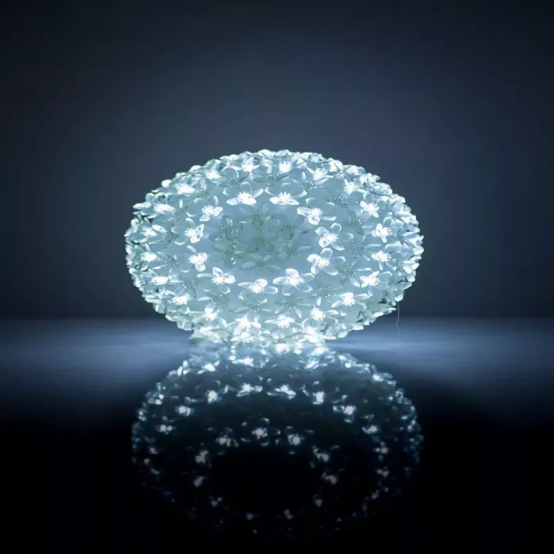 iLike Bumba ar puķēm 465 200LED D-20cm Weiß Dekorative Kugelleuchte mit Blumenmuster