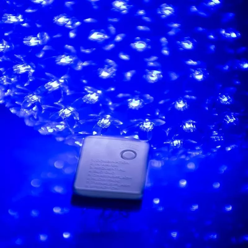 iLike Dekorative LED-Lichtkugel mit Blumen 300 LEDs Blau 25 cm