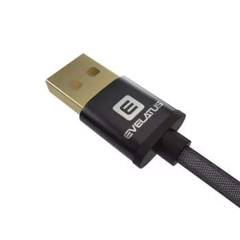 Evelatus Datenkabel Micro USB EDC02 Dual Side Gold Plated Connectors Schwarz