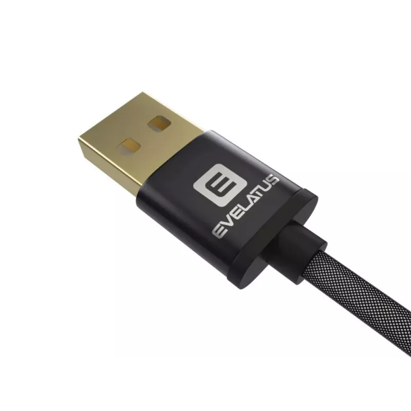Evelatus Datenkabel Micro USB EDC02 Dual Side Gold Plated Connectors Schwarz