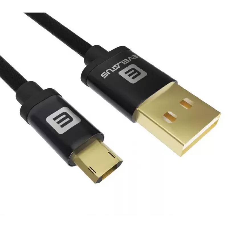 Evelatus Datenkabel Micro USB EDC02 Dual Side Gold Plated Connectors Schwarz