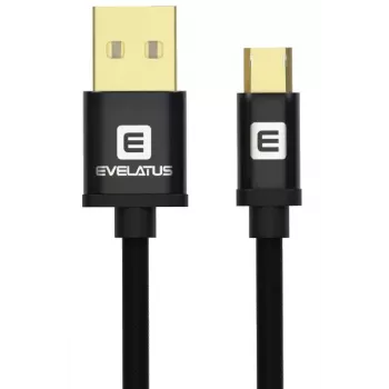 Evelatus Datenkabel Micro USB EDC02 Dual Side Gold Plated Connectors Schwarz