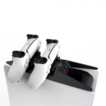 Saitake Dual Charging Station Dock für Sony PlayStation 5 PS5-Controller, Konsolenform, Schwarz-Weiß