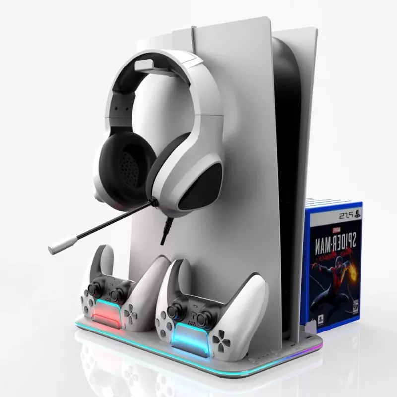 iLike Sim Cooler Stand mit Controller-Ladestation für Sony PlayStation 5 / 5 Slim RGB Schwarz