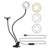 Elight TF Desk Clip Live Stream Selfie 11cm Ring LED Light mit 30cm flexiblem Schlauch und Telefonhalter, Schwarz