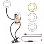 Elight TF Desk Clip Live Stream Selfie 11cm Ring LED Light mit 30cm flexiblem Schlauch und Telefonhalter, Schwarz