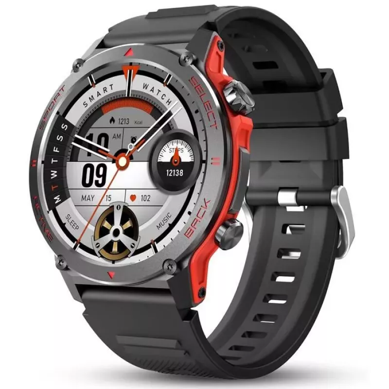 iWear Z136 Zinc Sport BT Call Smart Watch 1.43 inch AMOLED Display Heart Rate and Oxygen Monitor Black