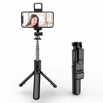 Elight S3L 3in1 LED-Licht Selfie-Stick & Video-Webcall-Stativstativ bis 68 cm mit Auslöser Schwarz
