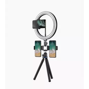 Elight O1 Flexi Tripod Stand 30cm + 10 inch LED Ring mit Kabelfernbedienung & Telefon / 3/4 Schraubbefestigung Schwarz