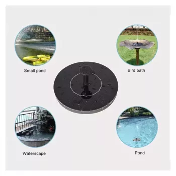 iLike Solarbrunnen für die Gartendekoration im Freien mit 3 Düsen, 16 cm Durchmesser