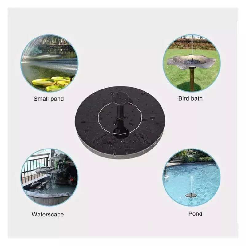 iLike Solarbrunnen für die Gartendekoration im Freien mit 3 Düsen, 16 cm Durchmesser
