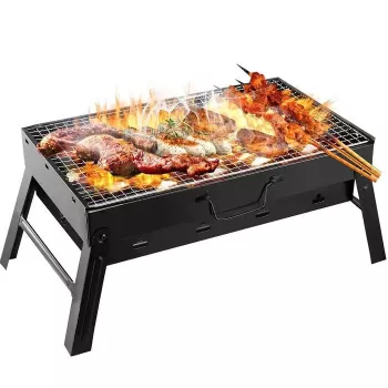 iLike Grillpapa Super Compact Foldable Charcoal Barbecue Grill 36x29x6.8 cm for Picnic and Camping