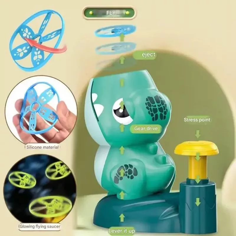 Kiddyz KT1 Dino Flying Disc Catapult Launcher Toy mit 2 Raketen