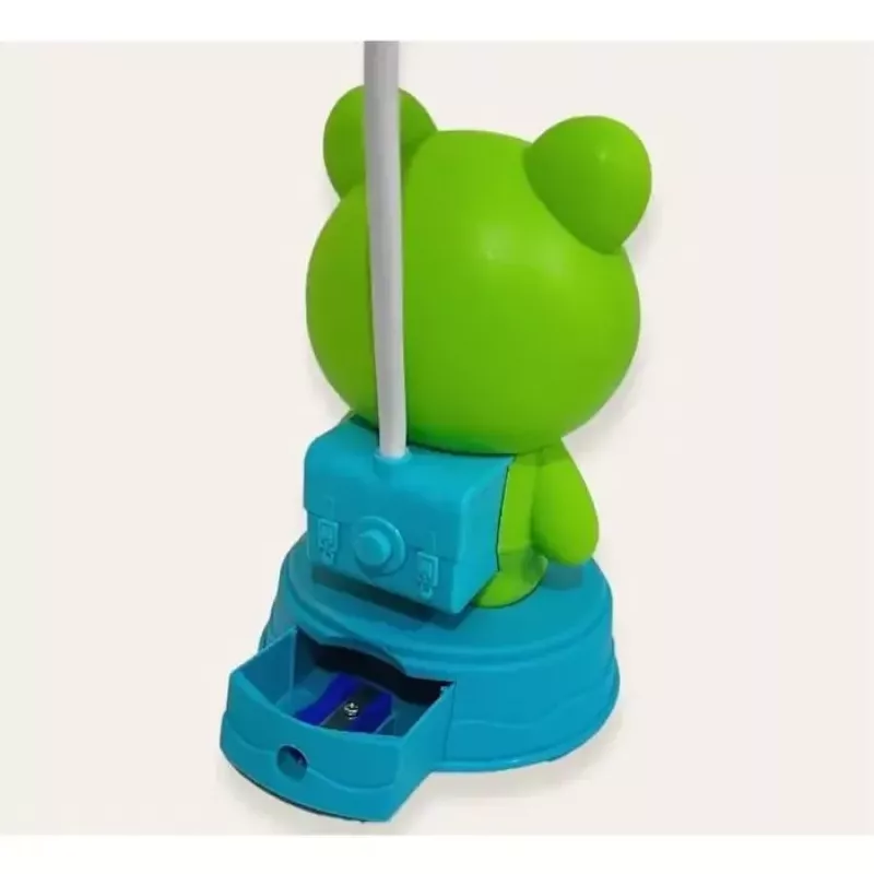 Kiddyz NL1 Space Froggy Kinder-Nachtlicht-Schreibtischlampe (20x10cm) mit USB-Stromversorgung und Anspitzer Grün