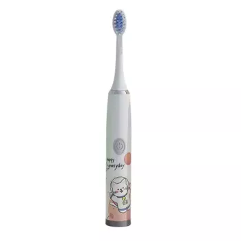 Kiddyz T1 Elektrische Schallzahnbürste für Kinder 3-12 Jahre, USB-wiederaufladbar, 2 Bürstenköpfe, Weiß