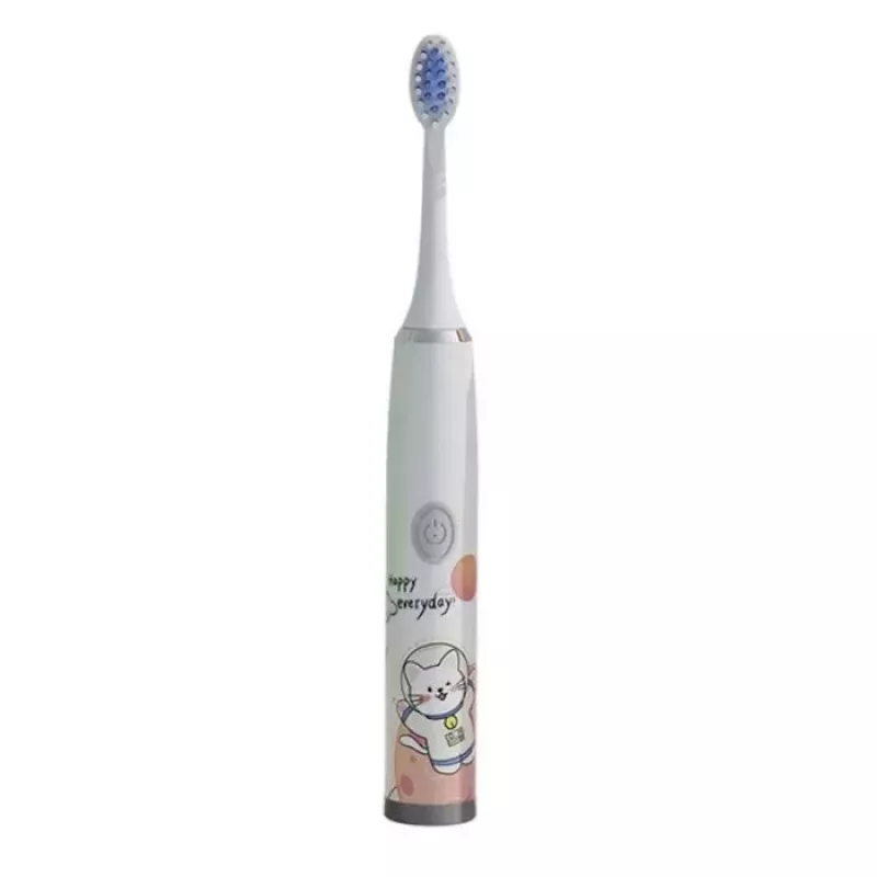 Kiddyz T1 Elektrische Schallzahnbürste für Kinder 3-12 Jahre, USB-wiederaufladbar, 2 Bürstenköpfe, Weiß