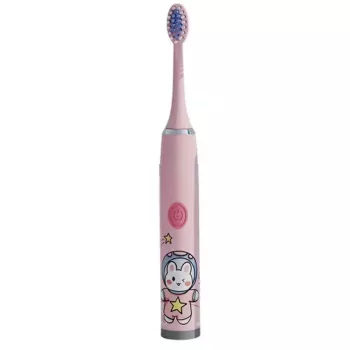 Kiddyz T1 Elektrische Schallzahnbürste für Kinder 3-12 Jahre, USB wiederaufladbar, 2 Bürstenköpfe, Pink