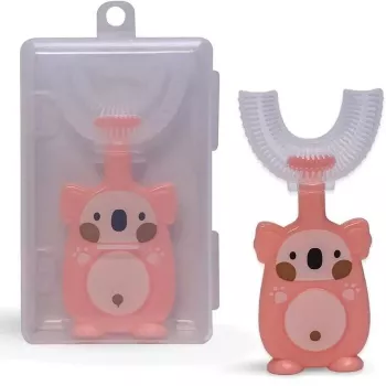 Kiddyz U1 Elektrische Zahnbürste für Kinder 2-6 Jahre, U-förmige weiche Silikonborsten, Staubschutzetui, Pink