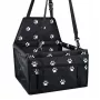 iLike Kleine Hunde- & Katzentransportbox für Autoreisen, wasserdicht & faltbar, schwarzes Pfotenabdruckmuster