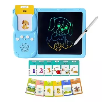 Kiddyz Lernpad mit 112 sprechenden Lernkarten und 8,5-Zoll-LCD-Schreibtablett, USB-wiederaufladbares Lernspielzeug für Kinder von 3-8 Jahren