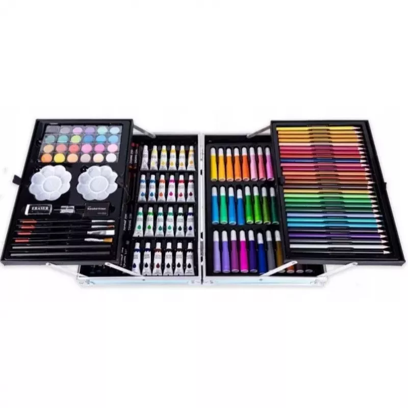 iLike Stationery Art Set for Kids 145pcs Creative Drawing Kit Pink Case