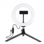 Elight ST6-5 16cm 10W LED-Ringleuchte mit Handyhalter + 0,5m Metallstativ + BT-Fernauslöser Schwarz