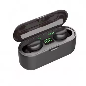 WoW F9 Sport & Leisure Super-Fit TWS Bluetooth 5.1 Stereo-Kopfhörer mit HD-Mikrofon und LED-Ladecase Schwarz