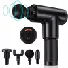 iLike GG Tragbare Faszien-Muskelmassagepistole mit 6-stufiger variabler Vibration + 3 Aufsätzen Schwarz