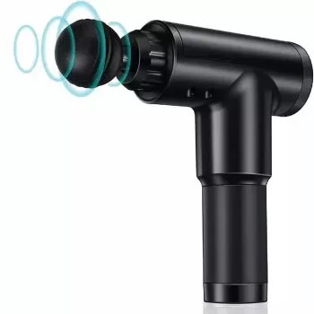 iLike GG Tragbare Faszien-Muskelmassagepistole mit 6-stufiger variabler Vibration + 3 Aufsätzen Schwarz