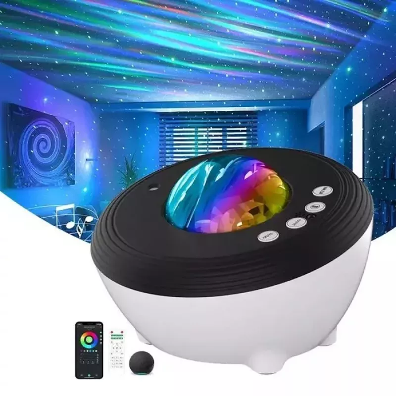 Elight J1 Aurora-Projektor mit Atmosphärengeräuschen & Bluetooth-Lautsprecher, Smart Wi-Fi Bluetooth App-Steuerung, Weiß