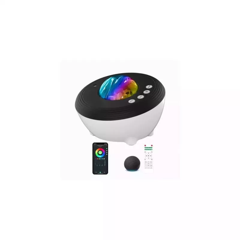 Elight J1 Aurora-Projektor mit Atmosphärengeräuschen & Bluetooth-Lautsprecher, Smart Wi-Fi Bluetooth App-Steuerung, Weiß
