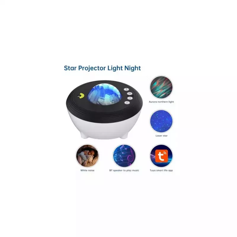 Elight J1 Aurora-Projektor mit Atmosphärengeräuschen & Bluetooth-Lautsprecher, Smart Wi-Fi Bluetooth App-Steuerung, Weiß