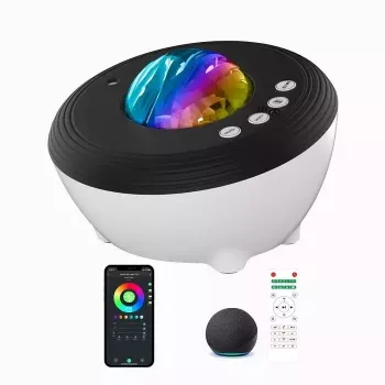 Elight J1 Aurora-Projektor mit Atmosphärengeräuschen & Bluetooth-Lautsprecher, Smart Wi-Fi Bluetooth App-Steuerung, Weiß