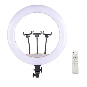 Elight SR18 45cm LED-Lichtring mit 3x Smartphone-Halter + 220V Adapter + BT-Fernbedienung Schwarz