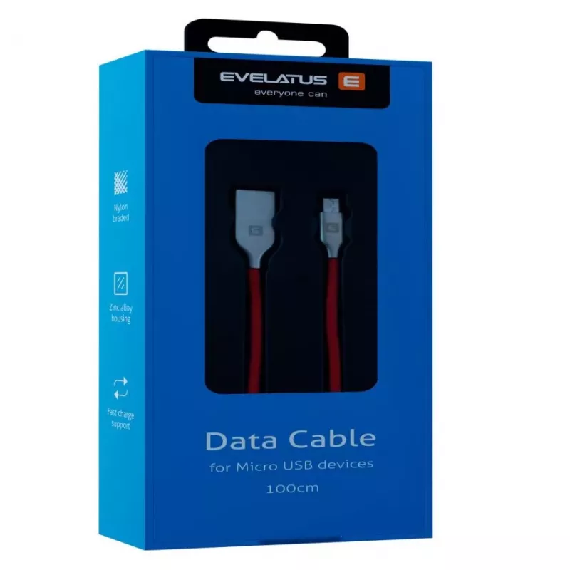 Evelatus Micro-USB-Kabel EDC04 Rot 1m