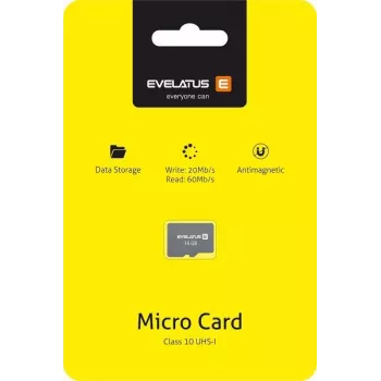 EVELATUS Universal Micro SD Card 16GB 3.0 EMC01 Lesen 60MB/s Schreiben 20MB/s