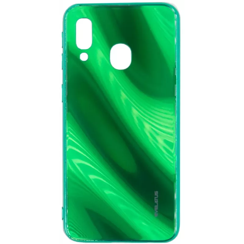 Evelatus Samsung Galaxy A40 Water Ripple Full Color Electroplating Tempered Glass Case Green