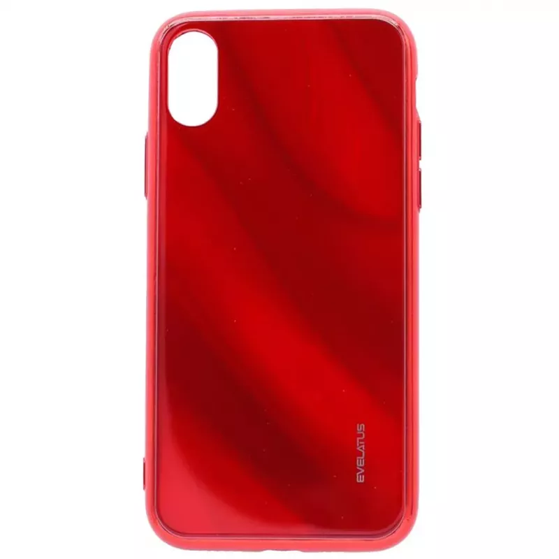 Evelatus Apple iPhone X/XS Water Ripple Full Color Electroplating Tempered Glass Case Rot