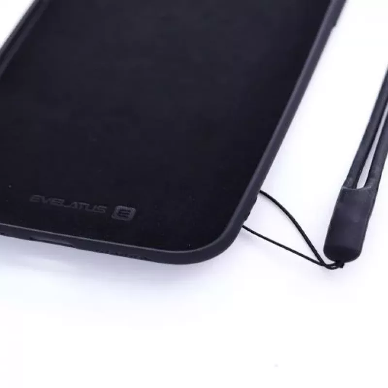 Evelatus Apple iPhone XR Soft Touch Silikonhülle mit Trageriemen Schwarz