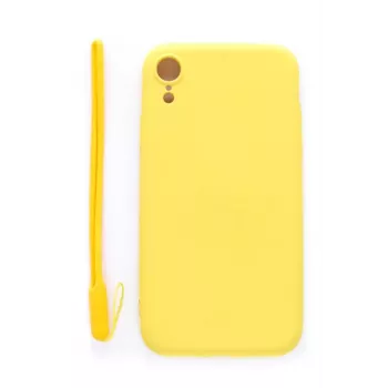 Evelatus Apple iPhone XR Soft Touch Silikonhülle mit Band Gelb