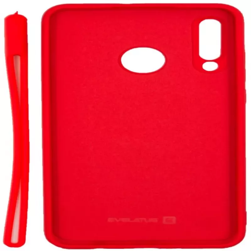 Evelatus Huawei P30 Lite Soft Touch Silikonhülle mit Band Rot